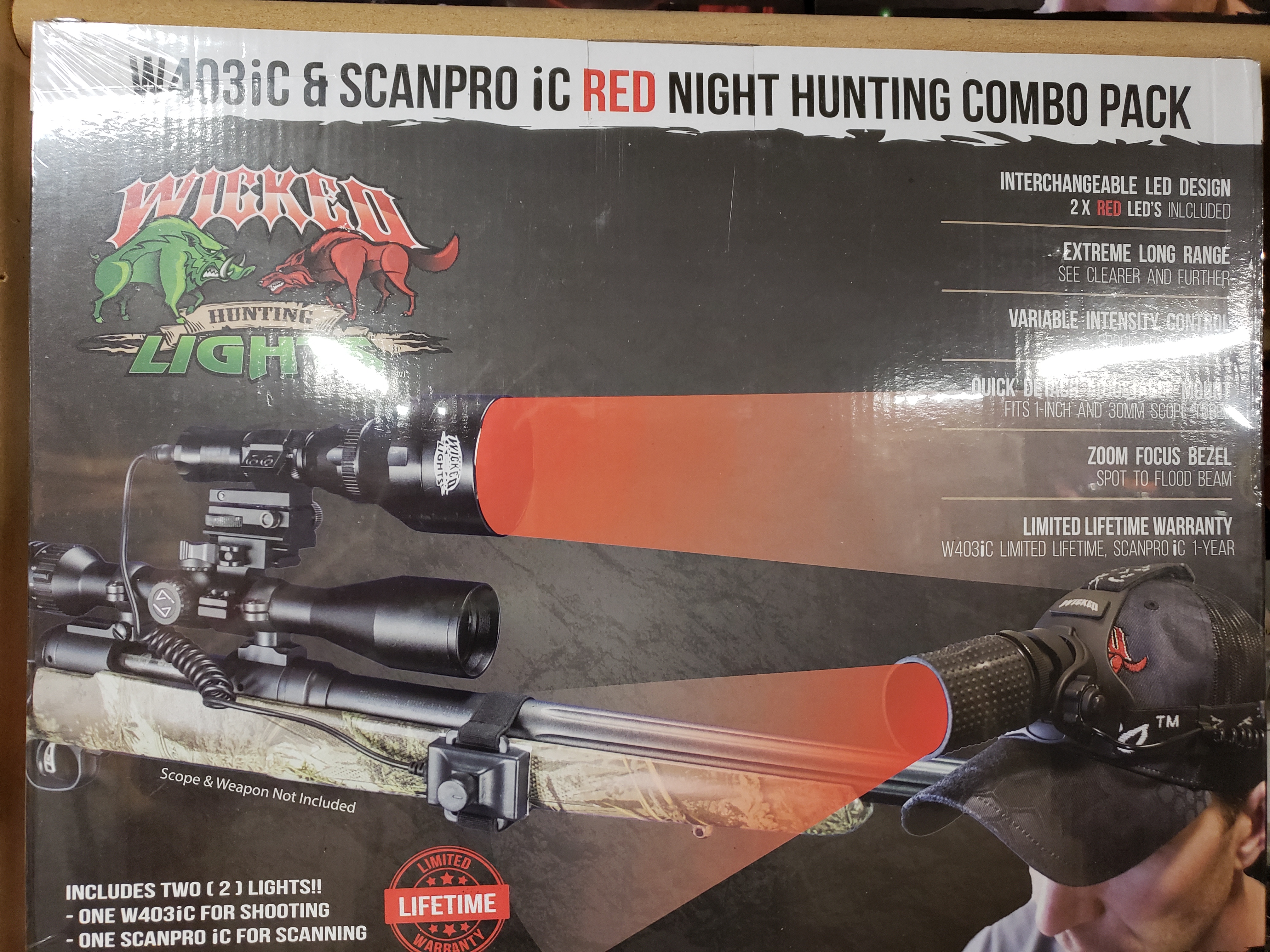 Wicked Lights W403ic Deluxe Night Hunting Light Kit for Coyotes & Hogs W2015 for sale online 