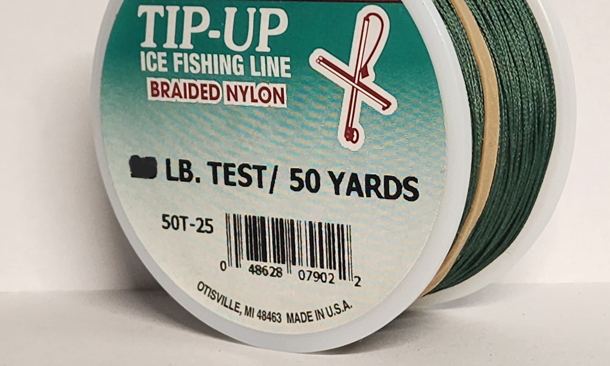 Mason Tip-Up Ice Fishing Line, Braided Nylon, Green, 40# Test 50
