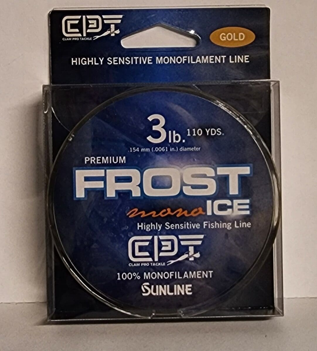 Clam Pro Tackle Frost Mono Ice Premium Monofilament Fishing Line - 3 lb. -  110 Yards - Gold