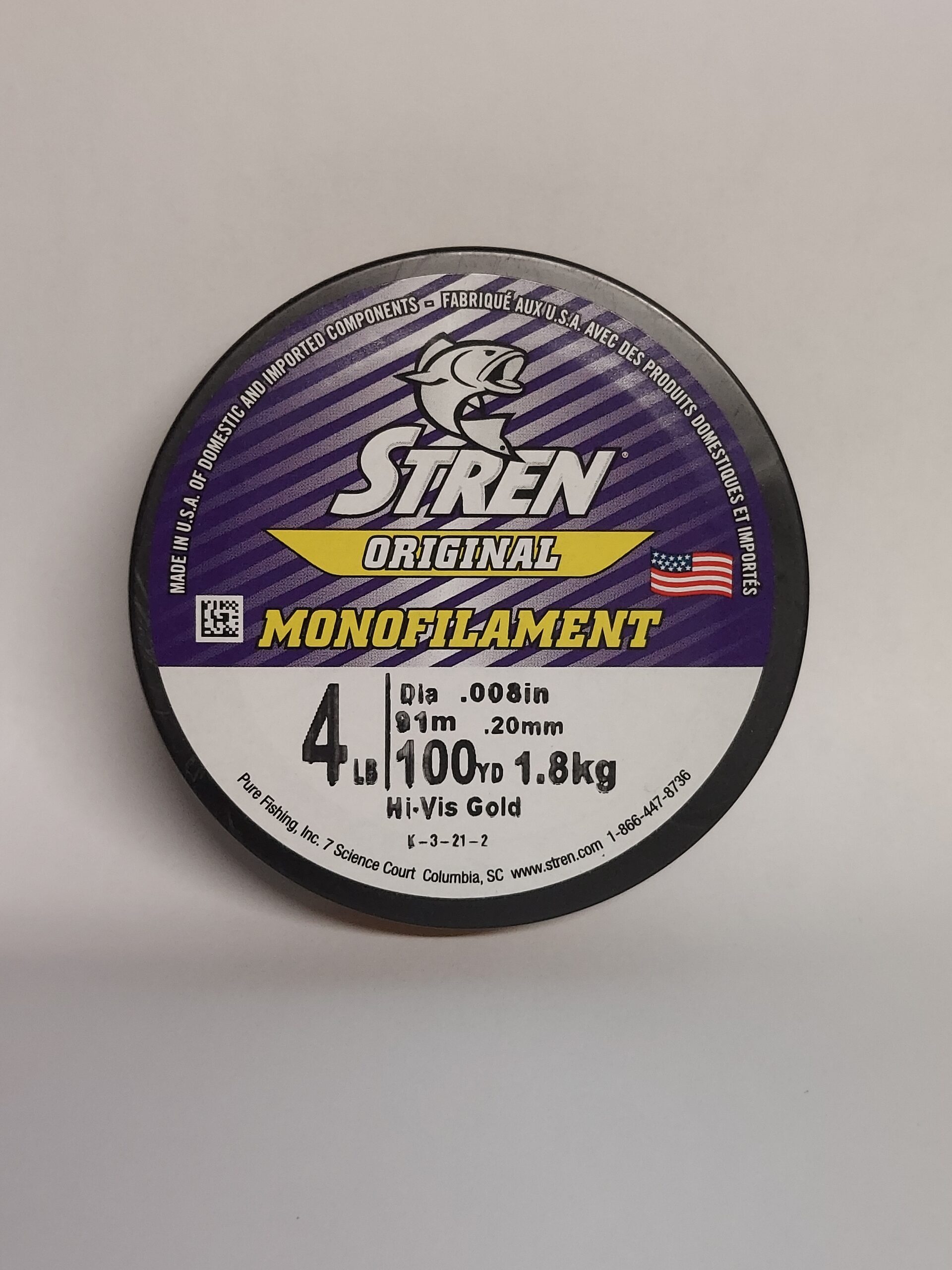 Stren Original Monofilament Fishing Line, HI-VIS Gold 100 YDS 4 lb.